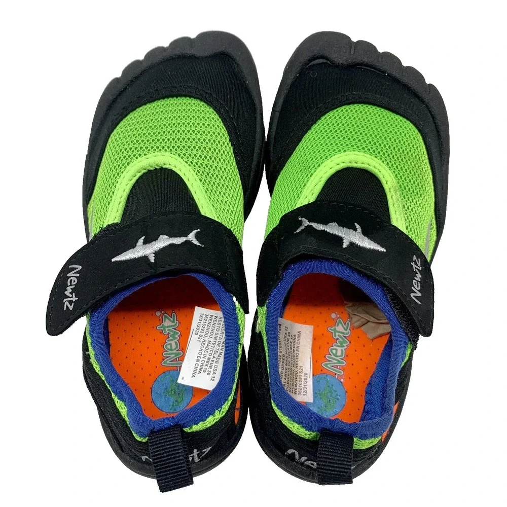 Newtz Water Shoes Size 12 Green Neon‎ Kids Youth Toddler Shark